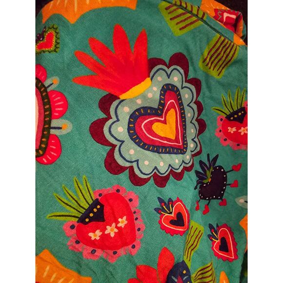 Muse Threads Big Humans Milagro Hearts Women’s Lounge Wrap Dress medium bamboo - Picture 3 of 4